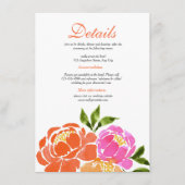 水彩ピンクオレンジ花のウェディング詳細 エンクロージャーカード (正面)