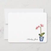 水彩ピンクオーキッド青ポット サンキューカード (正面)