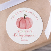 水彩ピンクカボチャありがとう赤ちゃんシャワー ラウンドシール