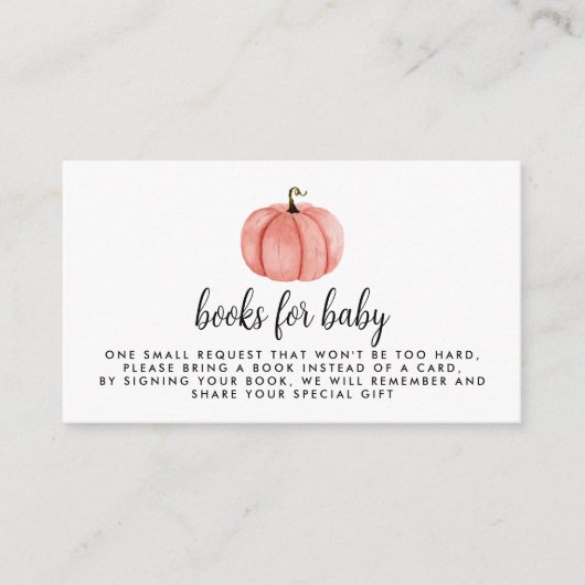 水彩ピンクカボチャのブックリクエスト エンクロージャーカード (正面)