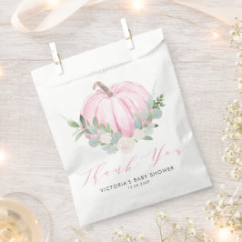 水彩ピンクカボチャ秋の赤ちゃんシャワー フェイバーバッグ