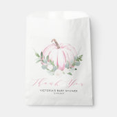 水彩ピンクカボチャ秋の赤ちゃんシャワー フェイバーバッグ (正面)