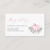 水彩ピンクカボチャ秋ベビーシャワーレジストリ エンクロージャーカード (正面)