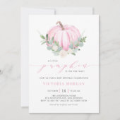 水彩ピンクカボチャ秋ベビー散水 招待状 (正面)