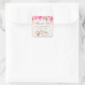 水彩ピンクカボチャ花ゴールドフォイル結婚ズ スクエアシール (バッグ)