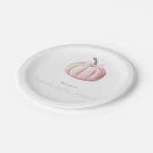 水彩ピンクカボチャ赤ちゃんシャワープレート ペーパープレート (アングル)