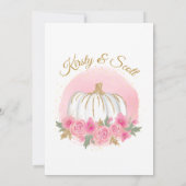 水彩ピンクカボチャ金ゴールドグリッターありがとう サンキューカード (裏面)