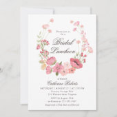 水彩ピンクカントリーフラワーズブライダル昼食会 招待状 (正面)