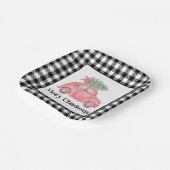 水彩ピンクカークリスマスツリー ペーパープレート (傾斜あり)