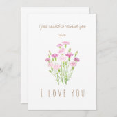 水彩ピンクカーネーションフラワーカード 招待状 (正面/裏面)