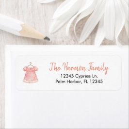 水彩ピンクガールドレス ラベル