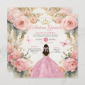 水彩ピンクキンセアニラ15アノスフラワーズクラウン 招待状 (正面/裏面)