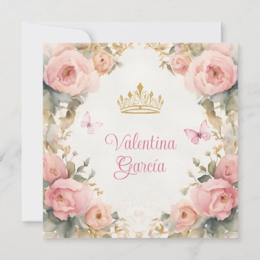 水彩ピンクキンセアニラ15アノスフラワーズクラウン 招待状 (裏面)