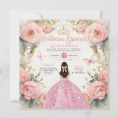 水彩ピンクキンセアニラ15アノスフラワーズクラウン 招待状 (正面)