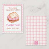 水彩ピンクギンガムズモーレスバレンタインカード ノートカード (正面/裏面)