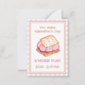 水彩ピンクギンガムズモーレスバレンタインカード ノートカード (正面)