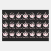 水彩ピンククラウンハッピーバースデー ラッピングペーパーシート (正面3)