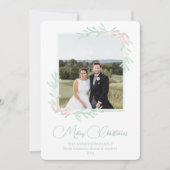 水彩ピンククラシック色の南フォトクリスマス シーズンカード (正面)