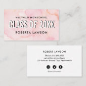 水彩ピンククラス卒業名ソーシャルアイコン 名刺 (正面/裏面)