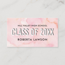 水彩ピンククラス卒業名ソーシャルアイコン 名刺
