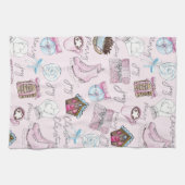 水彩ピンククリスマスガーリー キッチンタオル (横)