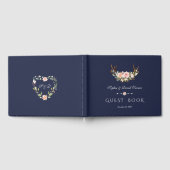 水彩ピンククリームフローラ結婚〔雄ジカの〕枝角 ゲストブック (全面)