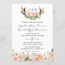 水彩ピンククリームフローラ結婚〔雄ジカの〕枝角