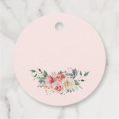 水彩ピンククリームローズフラワーの感謝 フェイバータグ (裏面)