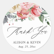 水彩ピンククリームローズフラワーの感謝