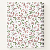 水彩ピンクグリーンノ葉ートモノグラムのブック ノートブック (裏面)