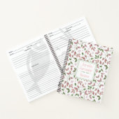 水彩ピンクグリーンノ葉ートモノグラムのブック ノートブック (内部)