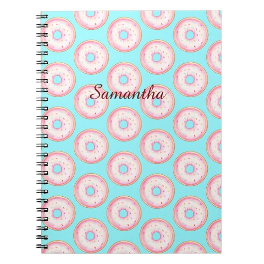 水彩ピンクグレーズドリフトドーナツ ノートブック (正面)