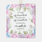 水彩ピンクコスモスフローラリースフリーズ セラミックオーナメント (左)