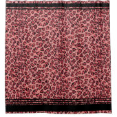 水彩ピンクコーラルブラックヒョウのシャワーパターン シャワーカーテン (正面)