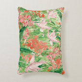 水彩ピンクコーラルワイルドフラワーメドウフローラ アクセントクッション (正面(垂直))