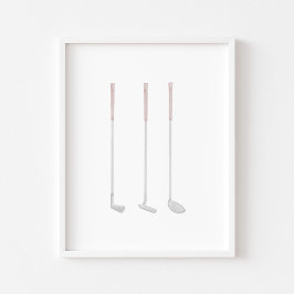 水彩ピンクゴルフクラブポスター ポスター