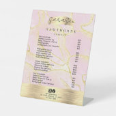 水彩ピンクゴールドフォイル価格リストつや消しメタル 台座サイン (正面)