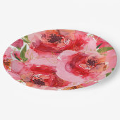 水彩ピンクゴールドフラワー ブライダルシャワー ペーパープレート (アングル)