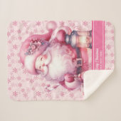 水彩ピンクサンタクロース毛布ガールズピンクマス シェルパブランケット (正面(横))