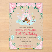 水彩ピンクサーカス動物子供の誕生日 アクリル招待状 (正面)