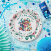 水彩ピンクシャビーシックフローラ パーソナライズされた ペーパープレート (パーティー)