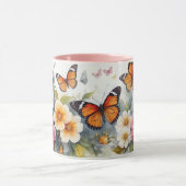 水彩ピンクシリーズバタフライフラワーマグカップ マグカップ (中央)