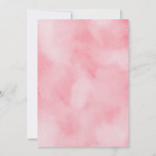 水彩ピンクシルバースイートガールベビーシャワー 招待状 (裏面)