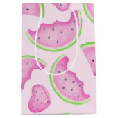 水彩ピンクスイカ誕生日抱き枕 ミディアムペーパーバッグ (正面)