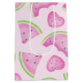 水彩ピンクスイカ誕生日抱き枕 ミディアムペーパーバッグ (裏面)