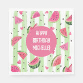 水彩ピンクスイカ、サマーガール誕生日 スタンダードランチョンナプキン (正面)