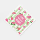 水彩ピンクスイカ、サマーガール誕生日 スタンダードランチョンナプキン (角)