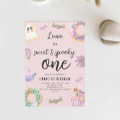 水彩ピンクスウィートと不気味誕生日 招待状