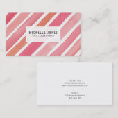 水彩ピンクストライプ色の名刺 名刺 (正面/裏面)