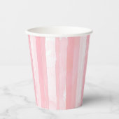 水彩ピンクストライプ色 紙コップ (正面)